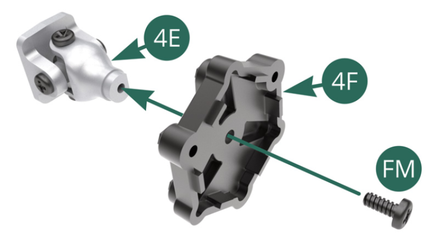 Positionner le Flector intérieur 4F sur le joint de transmission 4E et le fixer avec une vis FM.