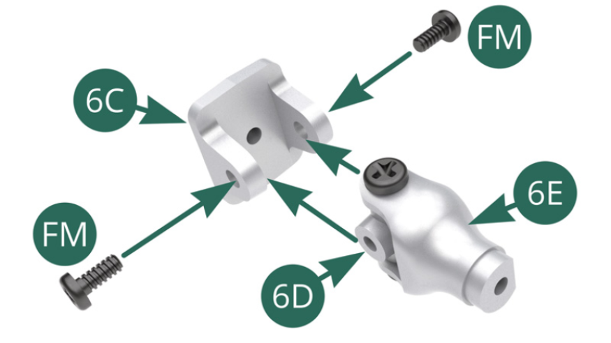 Position the crossbar 6D on the transmission joint 6C and secure it with two FM screws.