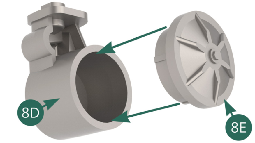 Posizionare il coperchio del filtro olio 8E sul supporto 8D. 