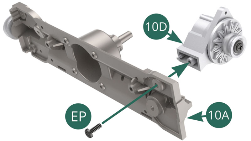 Coloque los generadores 10D en los extremos de la parte superior del cárter 10A y fíjelos con un tornillo EP (ilustraciones al lado). 