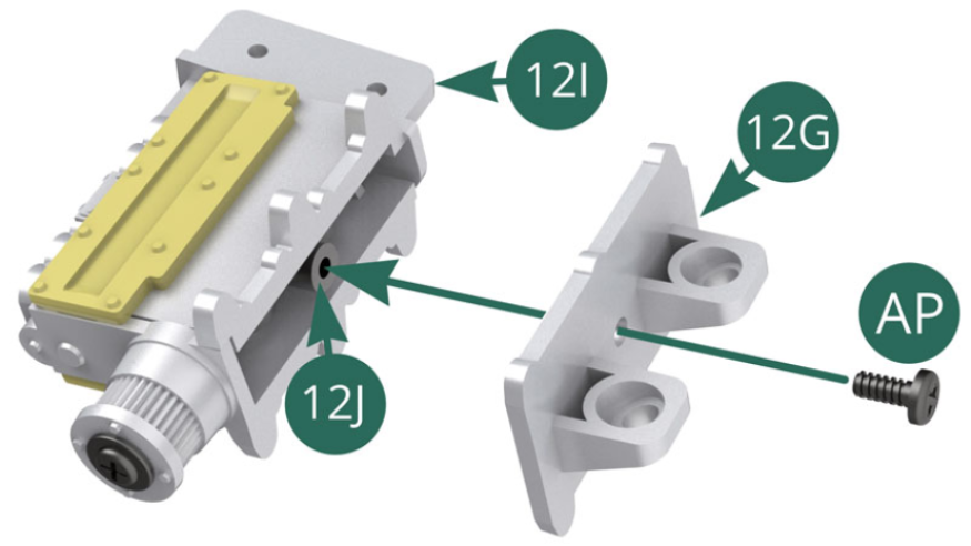 Posizionare la base del compressore 12G sul connettore 12J e fissarlo con una vite AP.