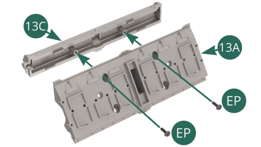 Positionieren Sie den Auslassventildeckel 13C auf dem linken Zylinderkopf 13A und befestigen Sie ihn mit zwei EP-Schrauben. 