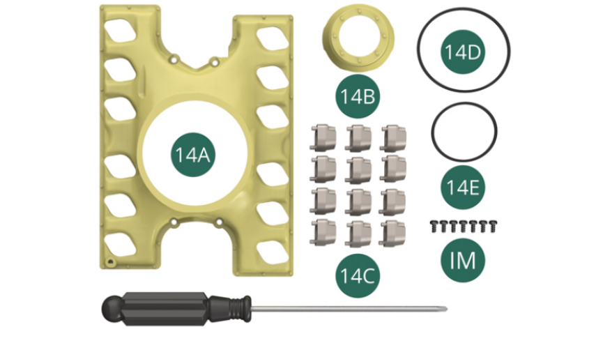 14A Parte superiore della camera di raffreddamento ad aria 14B Guida superiore del flusso d'aria 14C Staffa presa d'aria (x 12) 14D Cinghia generatore principale 14E Cinghia generatore secondario Vite IM M 1,7 x 3,5 mm (x 7) 