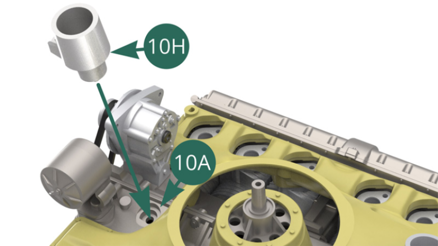 Positionner une autre base de distributeur 10H sur le dessus de carter moteur 10A.