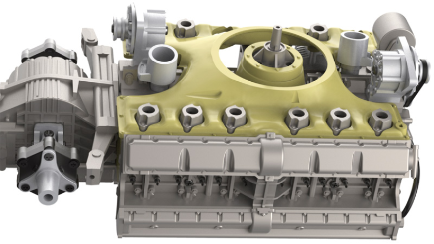 Six supports d’admission d’air 14C installés sur le côté droit du moteur.