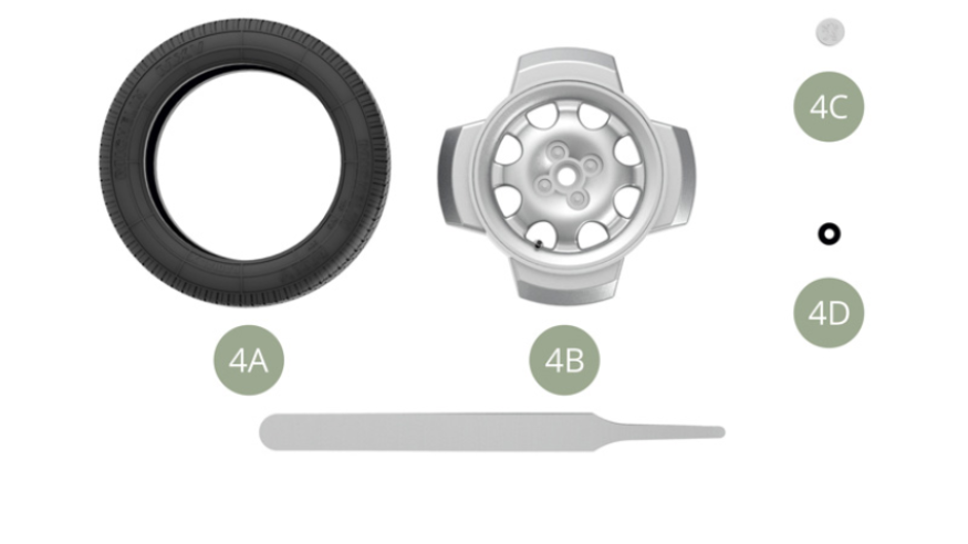 4A Neumático Michelin MXV  4B Llanta4C Cubierta del buje4D ArandelaPinzas