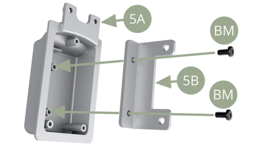 Fit 5B Bracket to 5A Oil sump and fix with two BM screws.