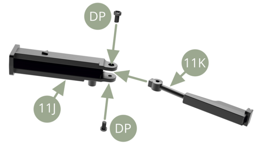 Fit 11K Jack mechanism to 11J Jack body and fix with two DP screws.