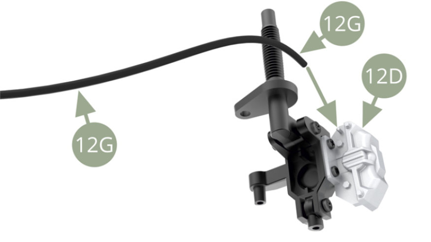 Conecta 12G (Tubo de líquido de frenos) en 12D (Pinza de freno).