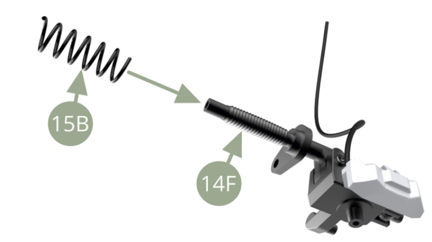 Fit 15B Coil spring on 14F Front suspension strut.