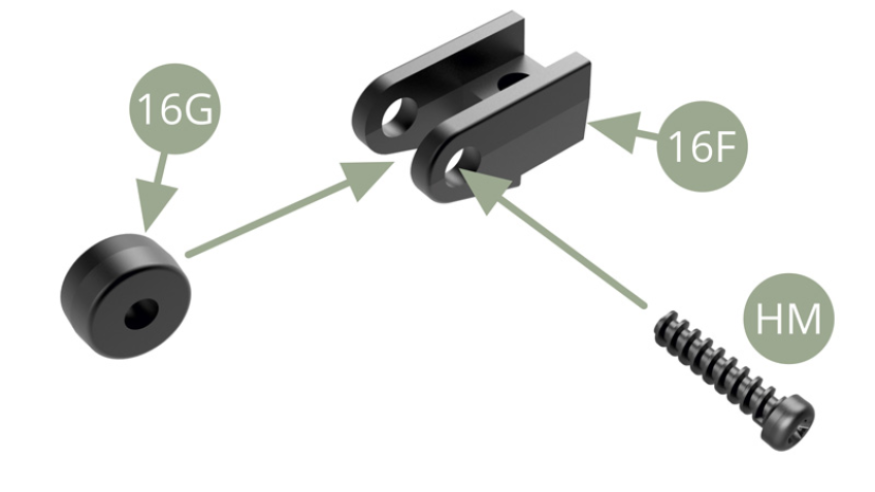 Fit 16G Roller to 16F Bracket and fix with HM screw.