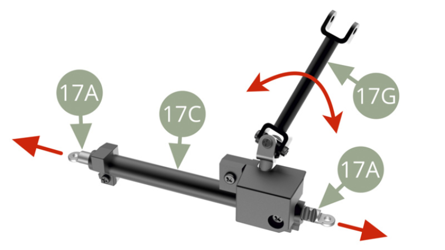 The resulting Steering Gear assembly should have 17A Steering rack both ends exiting approximately same distance from 17C Steering column in neutral / centered position. Rotate 17G Intermediate shaft left / right to check respective 17A Steering rack movement function.