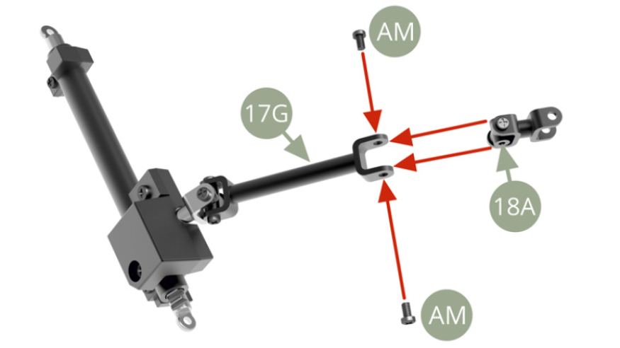 Fit 18A Universal joint to 17G Intermediate shaft and fix with two AM screws.