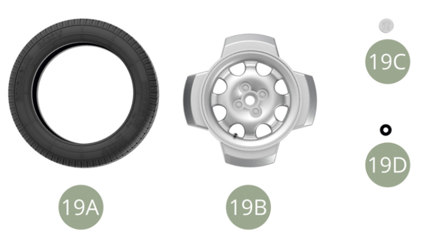 19A Pneumatique Michelin MXV19B Jante19C Cache-moyeu19D Rondelle