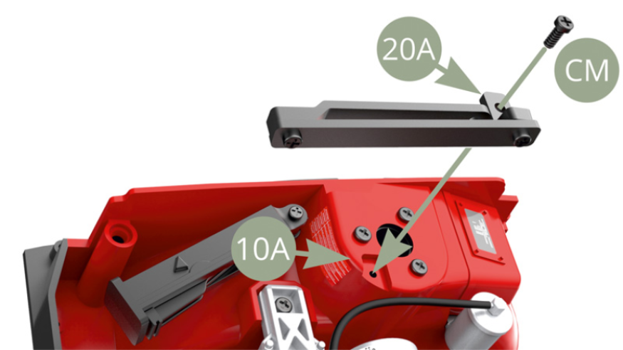 Fit 20A Bracket to 10AFront wheel arc frame and fix with CM screw.