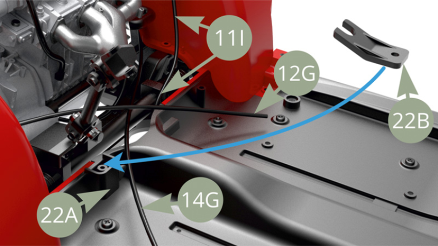 Fit 22B Pinion shaft support to 22A Chassis planel and 17D Pinion shaft ( illustration below ) and fix with AM screw.