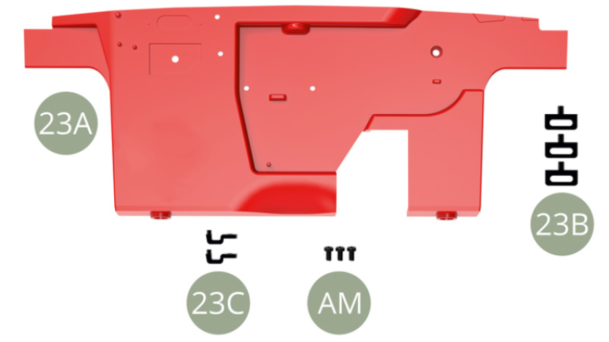 23A Firewall23B Kraftstoff-/Bremsleitungsklemme ( x3 )23C Bremsleitungsklemme ( x2 )AM M 1,7 x 3 mm (x 3)