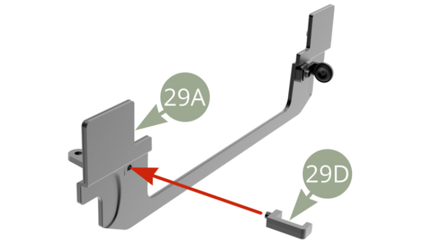 29D (Stoßstangenhalter vorne) an 29A (Motorraum-Frontplatte) montieren.