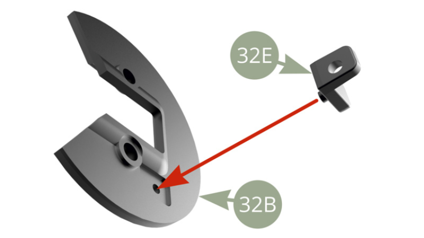 Positionner le support de flexible de frein 32E sur le pare-poussière de frein 32B.