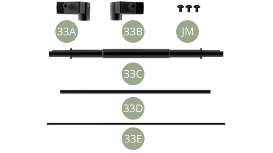 33A Rear axle left mount 33B Rear axle right mount33C Rear axle cross-tube33D Rear torsion bar33E Front torsion barJM M 2,0 x 4 x 5 mm (x 3)