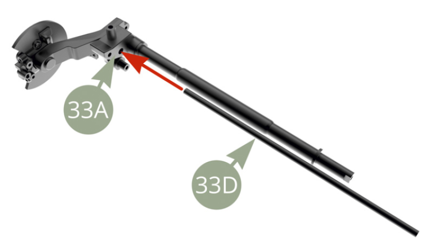 33D (Torsionsstab hinten) an 33A (Halterung Hinterachse links) montieren.