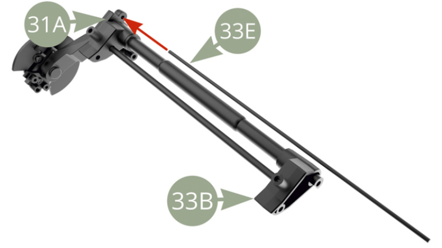 Positionner la barre de torsion arrière 33E sur le bras oscillant arrière gauche 31A.