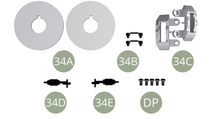 34A Brake disc ( x2 )34B Caliper bolts cap ( x2 )34C Brake caliper ( x2 )34D Left parking brake lever34E Right parking brake leverDP M 1,7 x 3 mm (x 5)