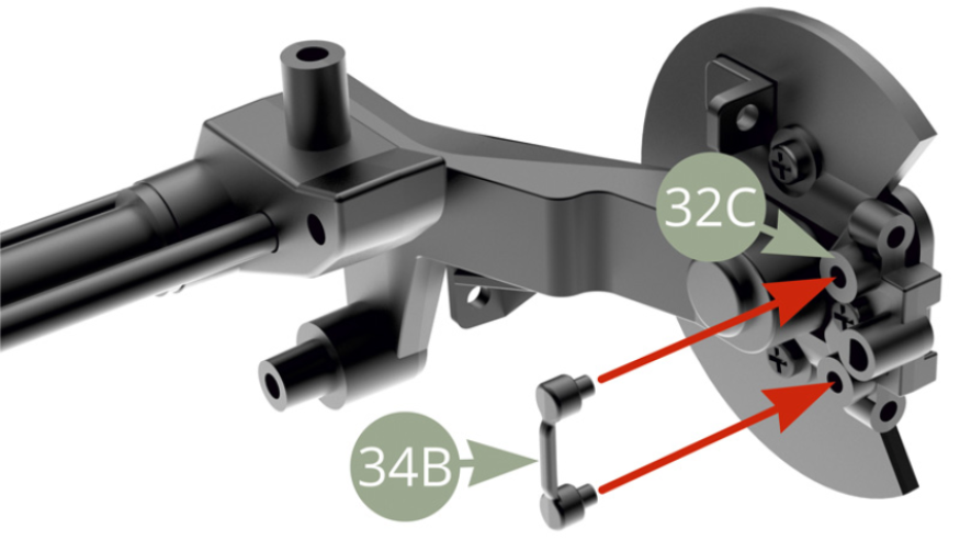 Fit 34B Caliper bolts cap to 32C Caliper mounting bracket on the right side.