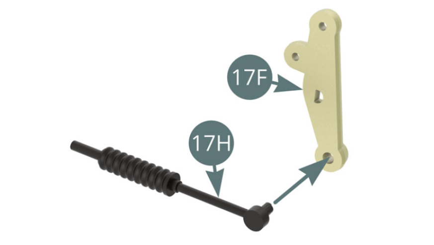 Positionner un amortisseur 17 H sur le levier de renvoi 17F.
