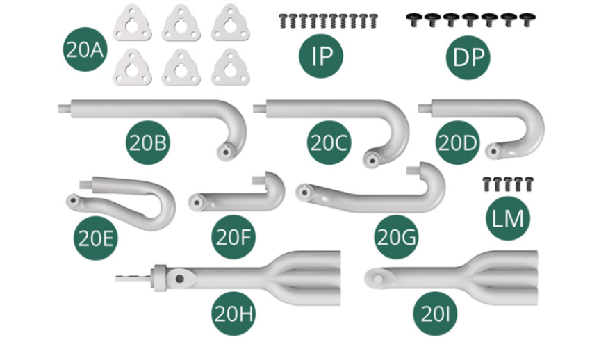 20A Brida  (x 6)20B Tubo de escape 20C Tubo de escape 20D Tubo de escape 20E Tubo de escape 20F Tubo de escape 20G Tubo de escape 20H Colector de escape20I Colector de escapeDP Tornillo M 1,7 x 3 x 5 mm (x 7)IP Tornillo M 1,5 x 3 mm (x 10)LM Tornillo M 1,5 x 3 mm (x 5)