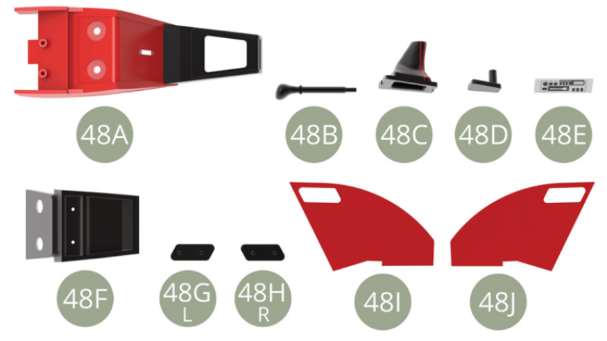 48A Mittelkonsole48B Schalthebel48C Schalthebel-Ummantelung48D Steuerhebel Sockel48E Autoradio mit Kassettenspieler48F Mittelkonsolenverkleidung48G ( L ) Linkes Ausblasgitter48H ( R ) Rechtes Ausblassgitter48I Linke Konsolenabdeckung48J Rechte Konsolenabdeckung