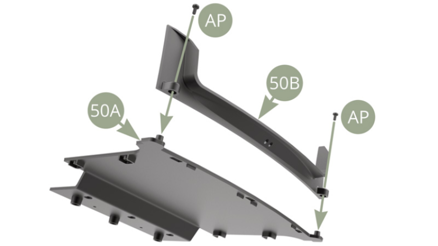 Fit 50B Trunk rear panel to 50A Trunk floor and fix with two AP screws.