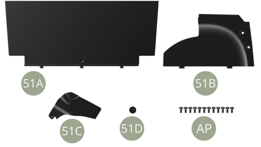 51A Rear seat backrest panel51B Trunk right panel51C Rear screen wash fluid reservoir51D CapAP M 1,7 x 4 mm (x 12)