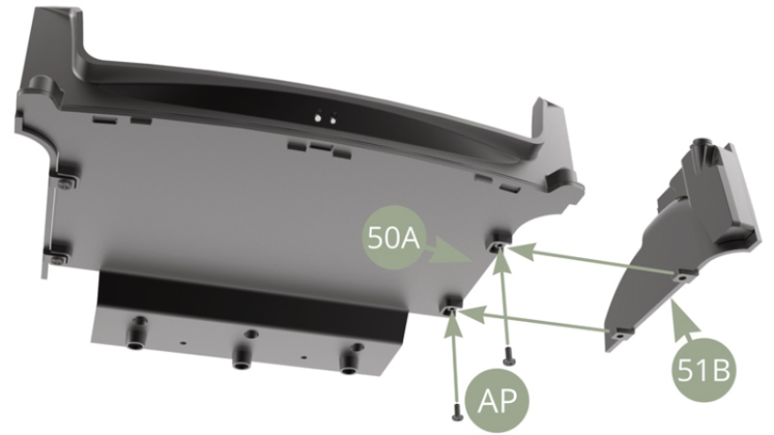 Fit 51B Trunk right panel to 50A Trunk floor right edge and fix with two AP screws.