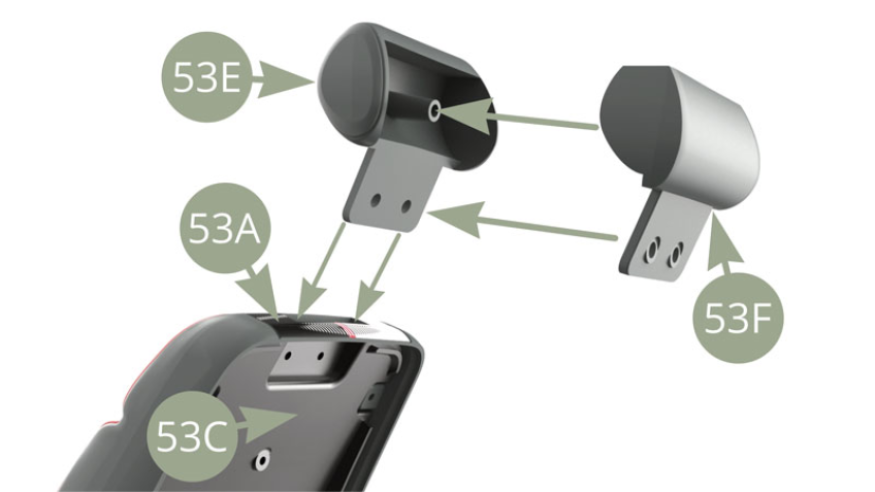 Fit together 53E Headrest front and 53F Headrest back parts and insert their lower tabs into 53A Front left seat backrest top slot , fixing the inserted tabs with two CP screws to 53C Backrest inner panel ( illustrations below ).