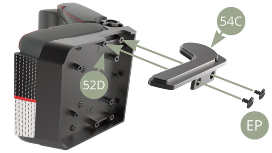 Fit 54C Seat base side panel to 52D Seat base and fix with two EP screws.