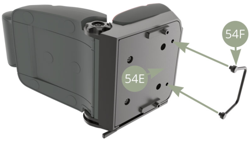 Fit 54F Fore and aft adjustment lever to 54E Seat base bottom panel.