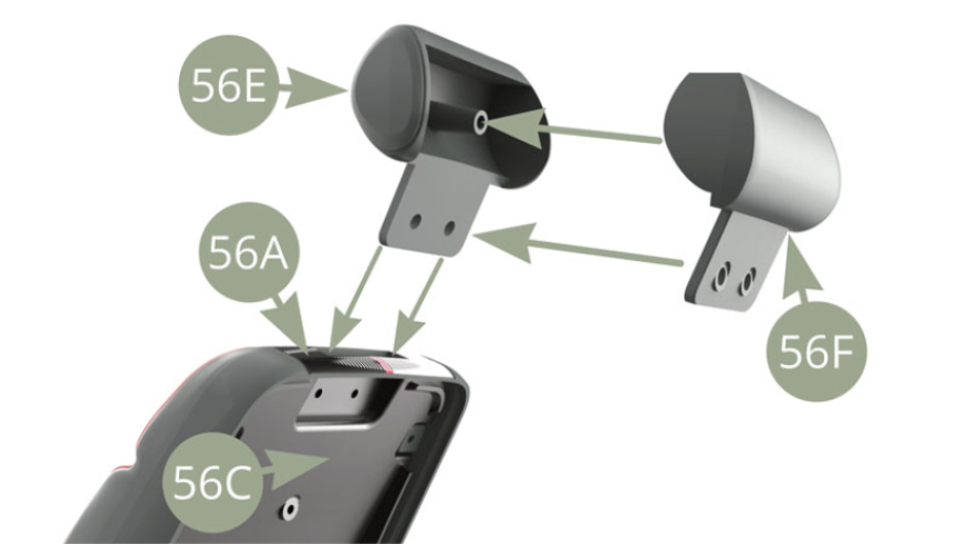 Fit together 56E Headrest front and 56F Headrest back parts and insert their lower tabs into 56A Front right seat backrest top slot , fixing the inserted tabs with two CP screws to 56C Backrest inner panel ( illustration below ).