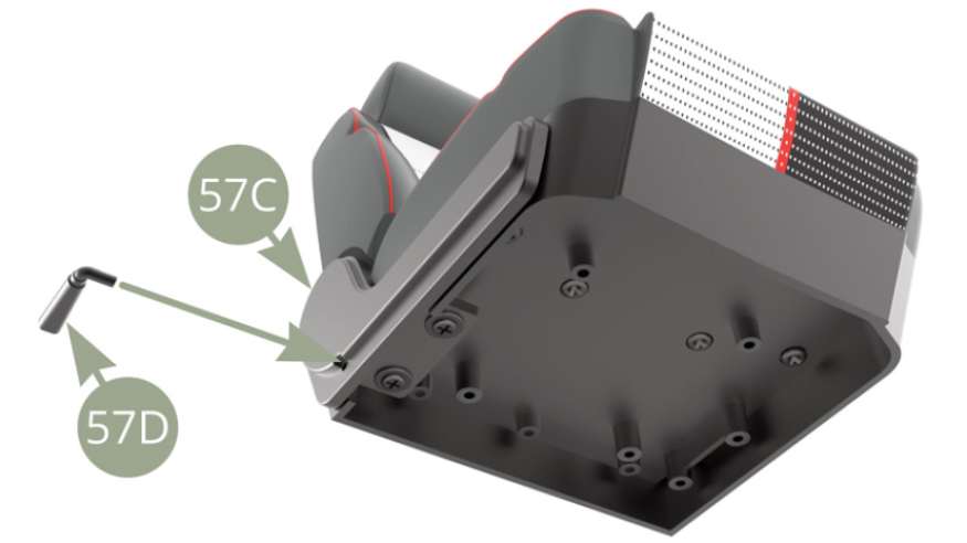 Fit 57D Seat lifting lever to 57C Seat base side panel.