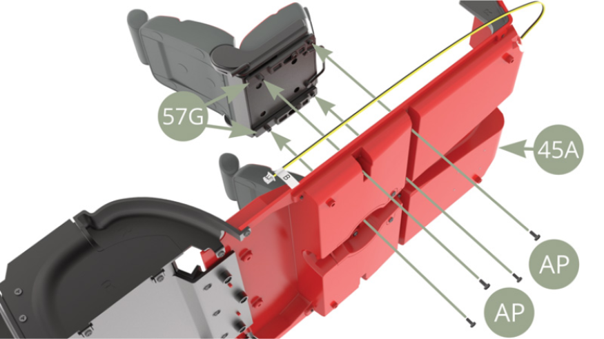 Fit preassembled Right front seat by its two 57G Rails to 45A Cabin floor and fix with four AP screws ( upper and next illustrations ).