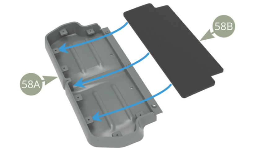 Fit 58B Cushion padding into 58A Rear seat cushion.