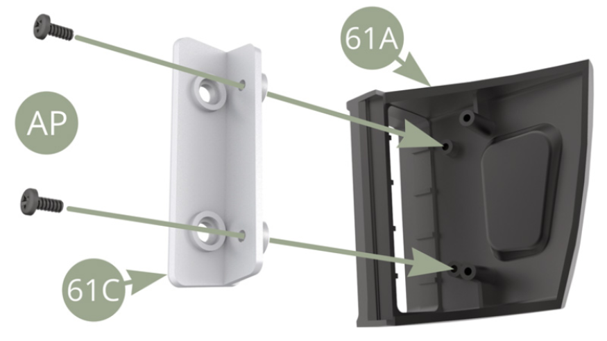 Positionner le panneau arrière de combiné 61C sur la console 61A et le fixer avec deux vis AP.