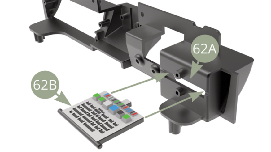 Fit 62B Fuse console all the way in the slot on the back side of 62A Facia panel.