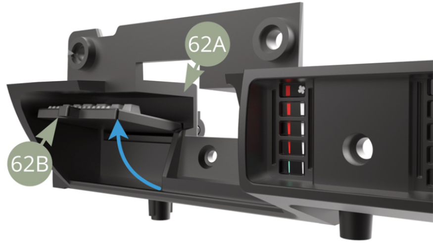 Move 62B Fuse console in up position ( blue arrow ).