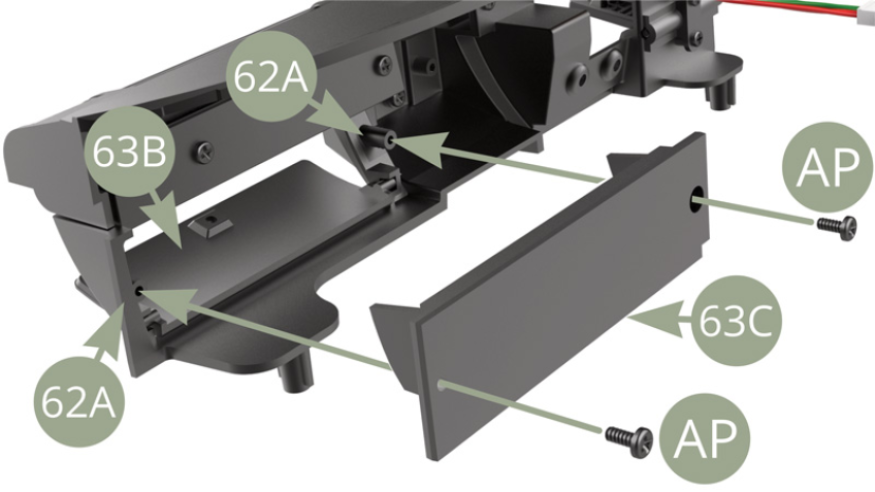 Fit 63C Glove box rear wall to 62A Facia panel and fix with two AP screws.