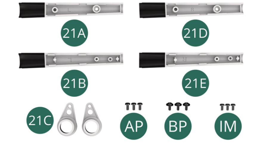 21A Tubo de escape superior izquierdo 21B Tubo de escape inferior izquierdo 21C Soporte de tubo de escape (x 2) 21D Tubo de escape superior derecho 21E Tubo de escape inferior derecho Tornillo AP M 1,7 x 4 mm (x 3) Tornillo BP M 1,7 x 4 x 5 mm (x 3) Tornillo IM M 1,7 x 3,5 mm (x 3)