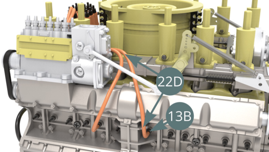 Schneiden Sie einen zweiten Zünddraht von 10 cm Länge von der Zünddrahtrolle (22D) ab, schließen Sie es an die nächste Zündkerze (13B) - Abbildung unten - und an den Stecker (22C) – Abbildung unten.