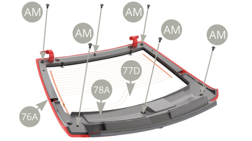 Fix 78A Tailgate inner panel to 76A Tailgate with eight AM screws.