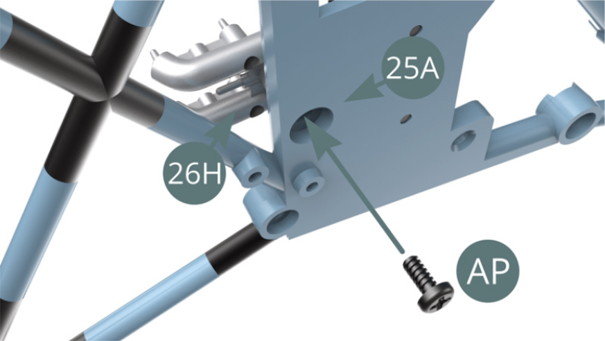 Befestigen Sie die Hauptzylinder 26H mit einer AP-Schraube am unteren Rahmen 25A.