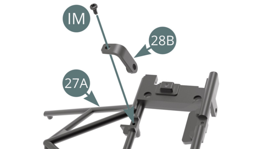 Positionner le support 28B sur le cadre du tableau de bord 27A et le fixer avec une vis IM.